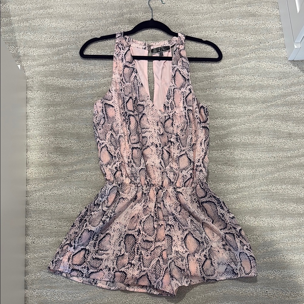 Blue Blush Pink Snake Print Romper